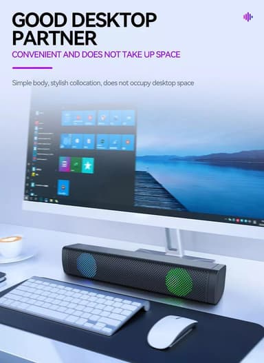 Soundbar med doble høyttalere og LED RGB Black