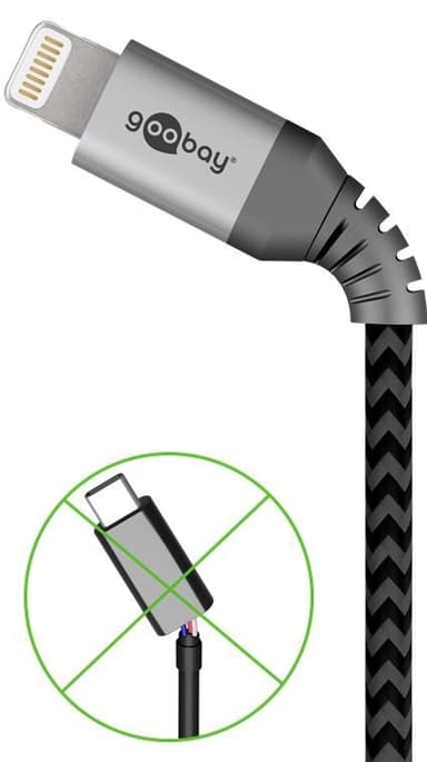 Lightning USB-C ""lader og synkroniserer helmetallkabel