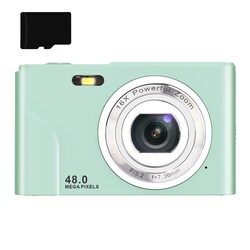 Digitalkamera med 48 MP, HD 1080p, 16x zoom, 32 GB minnekort Grønn