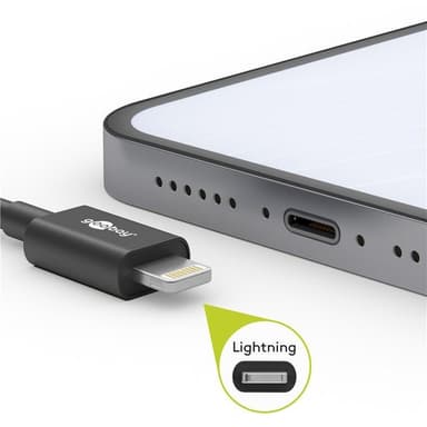Lightning USB-C ""lader og synkroniserer helmetallkabel