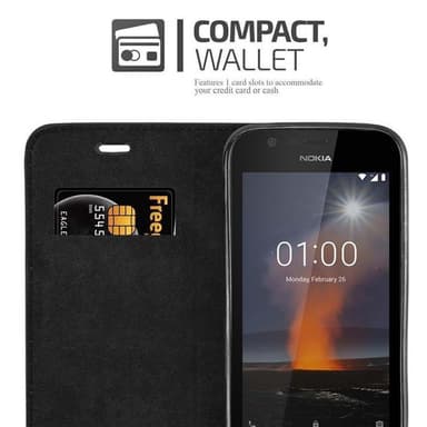 Nokia 1 2018 lommebokdeksel case (svart)