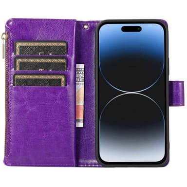 DoubleFlip Zipper 9-kort Apple iPhone 15 - Lilla