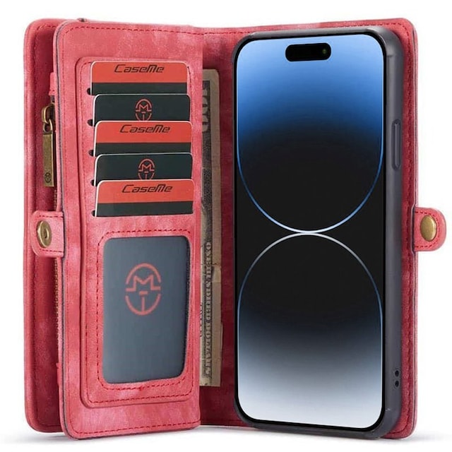 Multi Wallet CaseMe 11-kort Apple iPhone 15 Plus - Rød