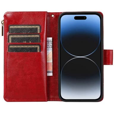 DoubleFlip Zipper 9-kort Apple iPhone 15 - Rød