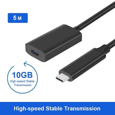 NÖRDIC aktiv 5m USB-C 3.2 Gen 2 SuperSpeed ​​10 Gbps Forlengelseskabel hann til hunn