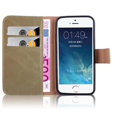 iPhone 5 / 5S / SE 2016 lommebokdeksel etui (brun)