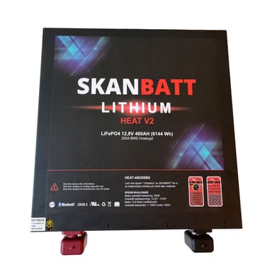 SKANBATT V2 Bobil ""Under setet"" modell 12V 480Ah - 150A BMS - HEAT - Bluetooth