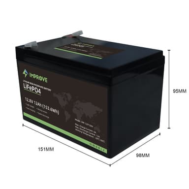 IMPROVE Lithium Batteri 12V 12Ah (LiFePO4) BMS 12A