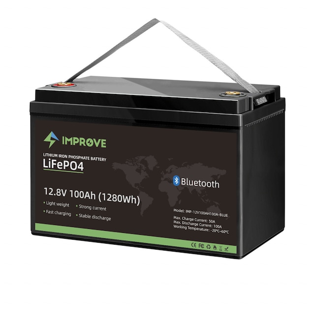 IMPROVE Lithium Batteri 12V 100Ah (LiFePO4) BMS 100A - BLUETOOTH