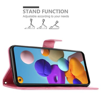 Samsung Galaxy A21s lommebokdeksel Blomster (rosa)
