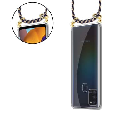 Samsung Galaxy A21s Deksel med Halskjede (blå)