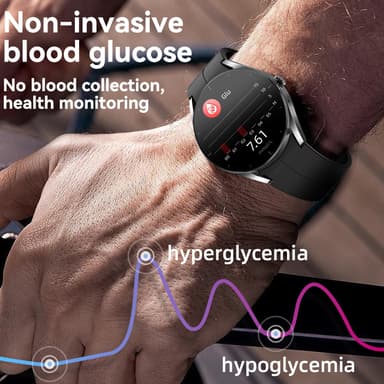 Smartklokke med EKG-hjerteovervåking/Bluetooth-ringing/blodsukkermåling Sølv