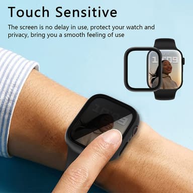 INF Personverndeksel med skjermbeskytter i herdet glass for Apple Watch 9 Sort 45 mm