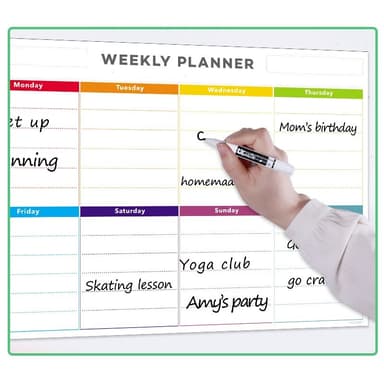 Magnetisk Whiteboard Veckoplanerare för kylskåp