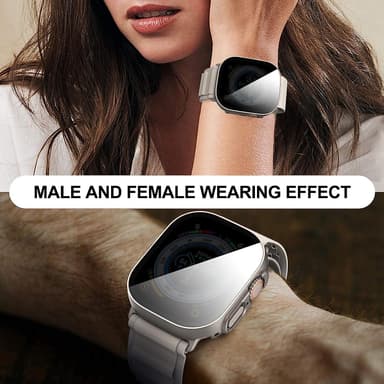 INF Personverndeksel med skjermbeskytter i herdet glass for Apple Watch 9 Sølv 49 mm