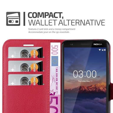 Nokia 3.1 lommebokdeksel etui (rød)
