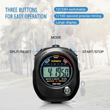 Sport Digital Timer Timer Stoppeklokke LCD-skjerm Svømmeløping