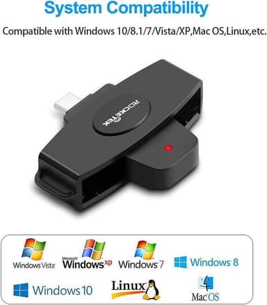 NÖRDIC USB-C Smartkort og SIM-kortleser ISO7816 ID-kort EMV Kredittkort