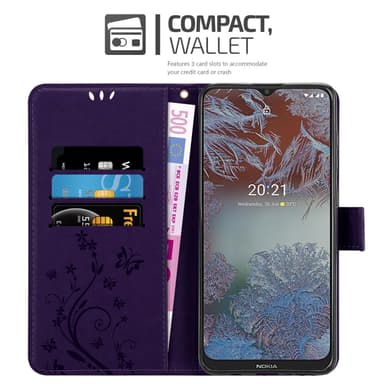Nokia G10 / G20 lommebokdeksel Blomster (lilla)