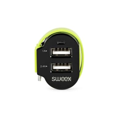 Billader 3-ttganger 6 A 2 x USB / Micro USB Sort/Grøn