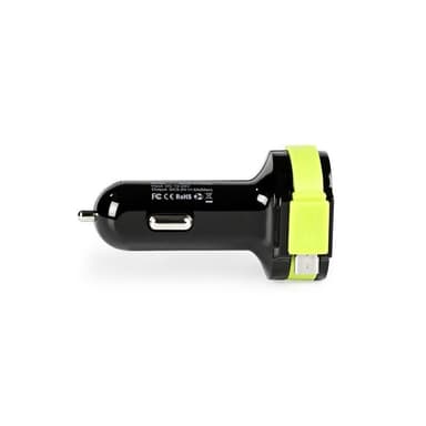 Billader 3-ttganger 6 A 2 x USB / Micro USB Sort/Grøn