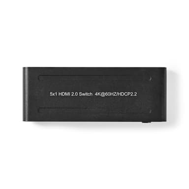 Nedis HDMI ™ Switch | 5-Port port(s) | 5x HDMI™ Inngang | 1x HDMI ™ -utgang | 4K@60Hz | 18 Gbps | Fjernstyrtkontrolert | Metall | Antrasitt