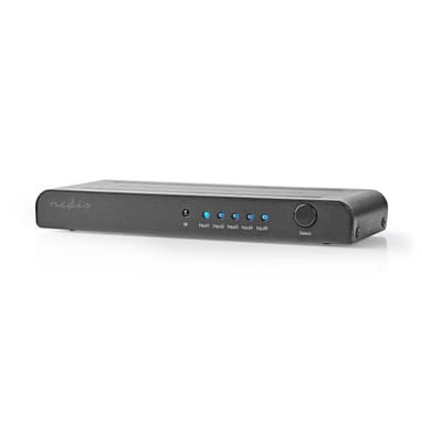 Nedis HDMI ™ Switch | 5-Port port(s) | 5x HDMI™ Inngang | 1x HDMI ™ -utgang | 4K@60Hz | 18 Gbps | Fjernstyrtkontrolert | Metall | Antrasitt