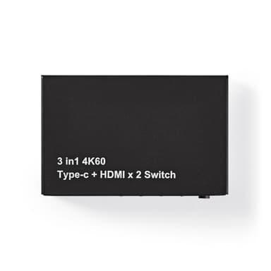 Nedis HDMI ™ Switch | 3-Port port(s) | 1x USB-C™ / 2x HDMI™ Inngang | 1x HDMI ™ -utgang | 4K@60Hz | 18.0 Gbps | Metall | Antrasitt