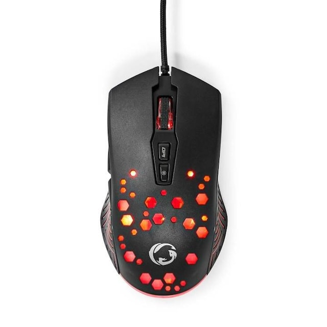 Nedis Gaming Mouse | Wired | 800 / 1200 / 2400 / 3200 / 4800 / 7200 dpi | Justerbar DPI | Antall knapper: 7 | Programmerbare knapper | Right-Handed | 1.50 m | RGB
