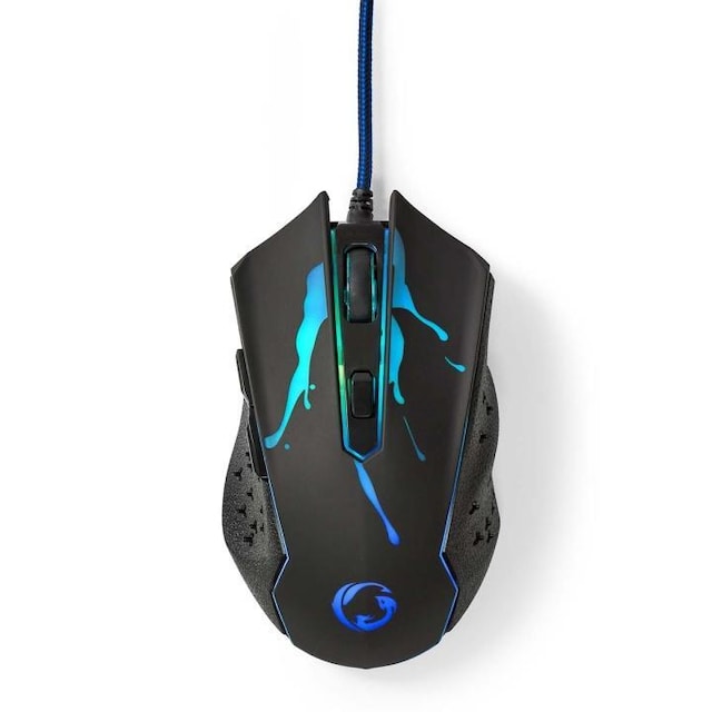 Nedis Gaming Mouse | Wired | 1200 / 1800 / 2400 / 3600 dpi | Justerbar DPI | Antall knapper: 6 | Programmerbare knapper | Right-Handed | 1.50 m | LED