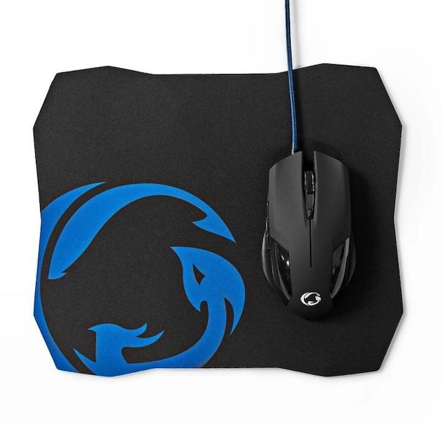 Nedis Gaming Mouse & Mouse Pad Set | Wired | 1200 / 2400 / 4800 / 7200 dpi | Justerbar DPI | Antall knapper: 6 | Right-Handed | 1.50 m | Uten Lighting