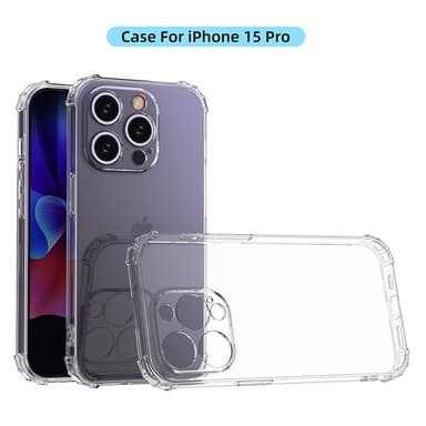 Til iPhone 15 Pro Cover Case TPU-ramme+Akryl Baktelefonveske