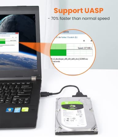NÖRDIC USB-A til SATA-adapter 2,5 SATA III HDD 5 Gbps