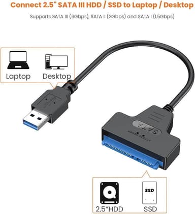 NÖRDIC USB-A til SATA-adapter 2,5 SATA III HDD 5 Gbps