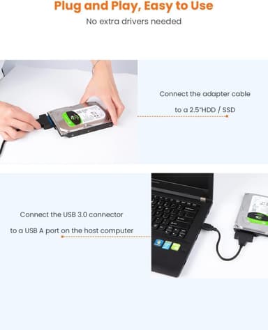 NÖRDIC USB-A til SATA-adapter 2,5 SATA III HDD 5 Gbps