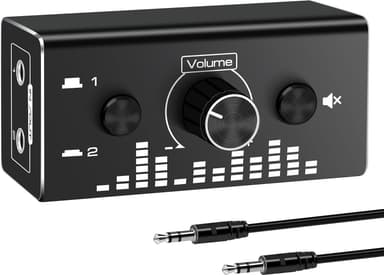 NÖRDIC Bi-Directional 3,5 mm jack lydbryter 2 i 1 ut / 1 i 2 ut analog stille stereolydbryter med volumkontroll