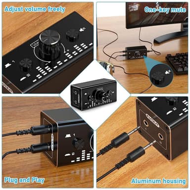 NÖRDIC Bi-Directional 3,5 mm jack lydbryter 2 i 1 ut / 1 i 2 ut analog stille stereolydbryter med volumkontroll