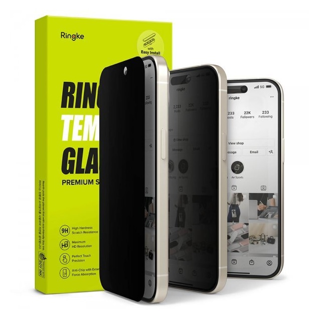 Ringke iPhone 15 Skjermbeskytter Privacy Tempered Glass Installation Jig