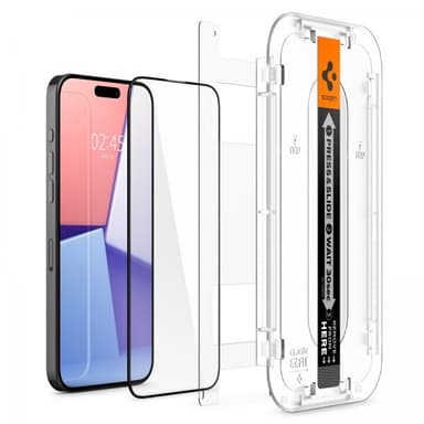 Spigen iPhone 15 Pro Max Skjermbeskytter GLAS.tR EZ Fit FC Svart 2-pakning