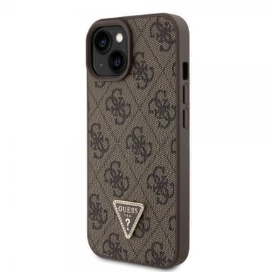 Guess iPhone 15 Deksel 4G Metal Triangle Strass Brun
