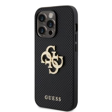 Guess iPhone 15 Pro Deksel Perforated Glitter Svart