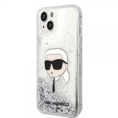 Karl Lagerfeld iPhone 15 Deksel Liquid Glitter NFT Karl Sølv