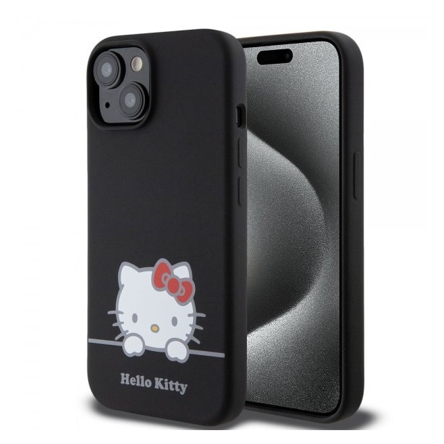 Hello Kitty iPhone 15 Deksel Liquid Silicone Svart