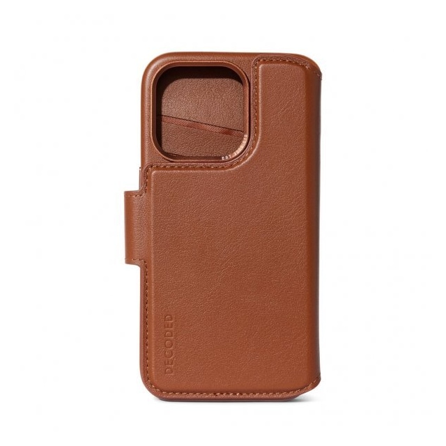 Decoded iPhone 15 Etui Leather Detachable Wallet Tan