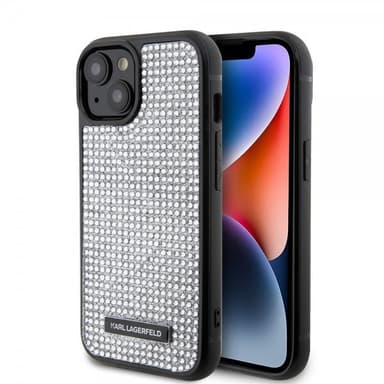 Karl Lagerfeld iPhone 15 Deksel Rhinestone Sølv
