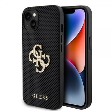Guess iPhone 15 Deksel Perforated Glitter Svart