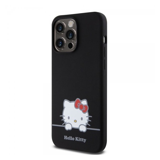 Hello Kitty iPhone 15 Pro Max Deksel Liquid Silicone Svart