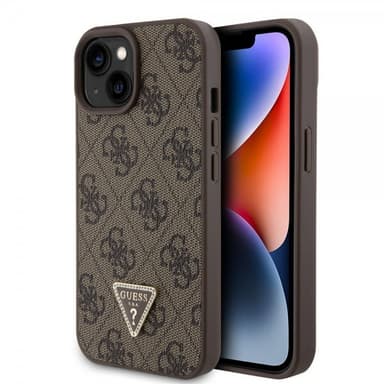 Guess iPhone 15 Deksel 4G Metal Triangle Strass Brun
