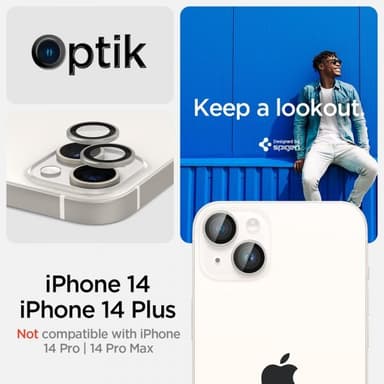 Spigen iPhone 14/iPhone 14 Plus Linsebeskyttelse GLAS.tR EZ Fit Optik Pro Starlight 2-pakning