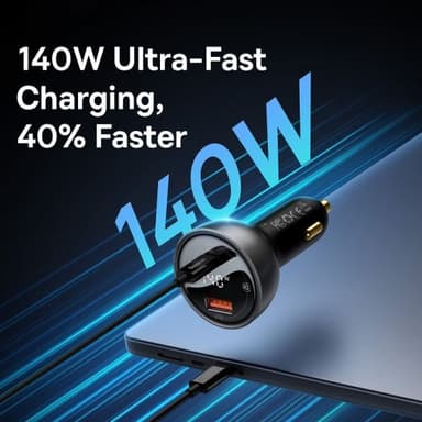 Baseus Mobillader til bil Digital Display PD3.1 Dual Cast Car Charger 140W